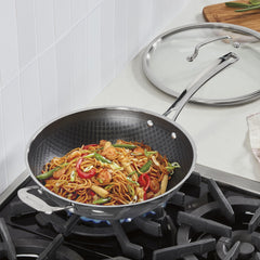 FusionPlus™ Stainless Steel 12" Wok with Lid and Helper Handle