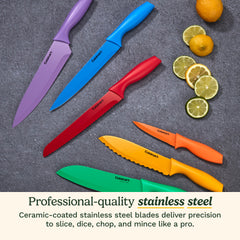 12 Piece Nonstick Color Knife Set with Blade Guards