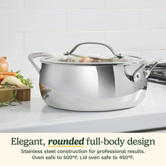 PureClad™ Triple-Ply 4.5 Qt. Stainless Steel Dutch Oven wth Cover