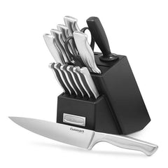 Stainless Steel Hollow Handle 15 Piece Knife Block Set