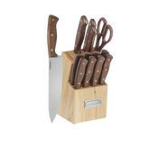 Walnut Triple Rivet 14 Piece Knife Block Set