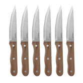 6 Piece Triple Rivet Walnut Steak Knife Set