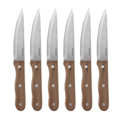 6 Piece Triple Rivet Walnut Steak Knife Set