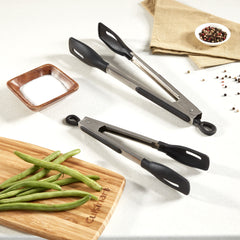 9" Squared Head Silicone Tongs