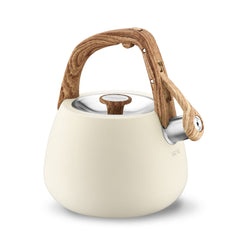 2 Qt. Cream Stainless Steel Tea Kettle