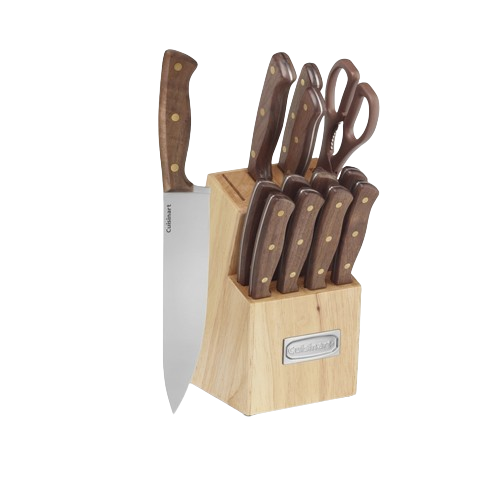 Walnut Triple Rivet 14 Piece Knife Block Set
