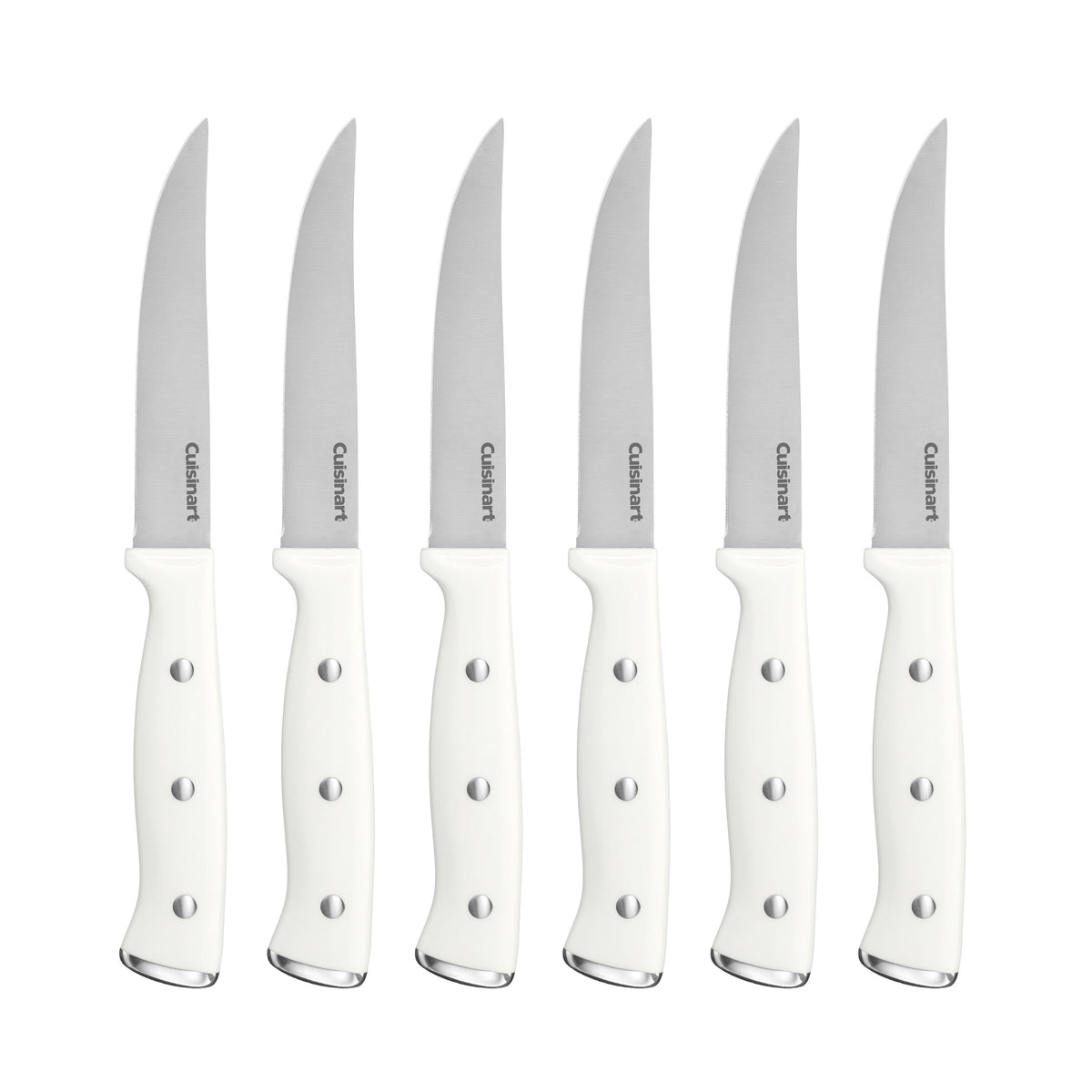 6pc White Triple Rivet Steak Knife Set