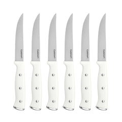 6pc White Triple Rivet Steak Knife Set