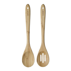 Bamboo wood 2pc Spoon Set (Solid and Slotted)