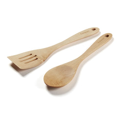 GreenGourmet® Maple Wood 2-Pc Tool Set (Slotted Turner & Solid Spoon)